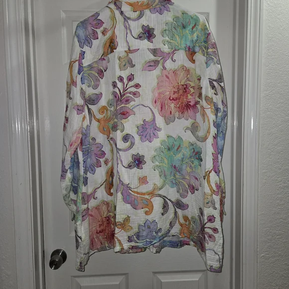 Soft Surroundings Escambia Gauze Multi Painterly Floral - Picture 2 of 3